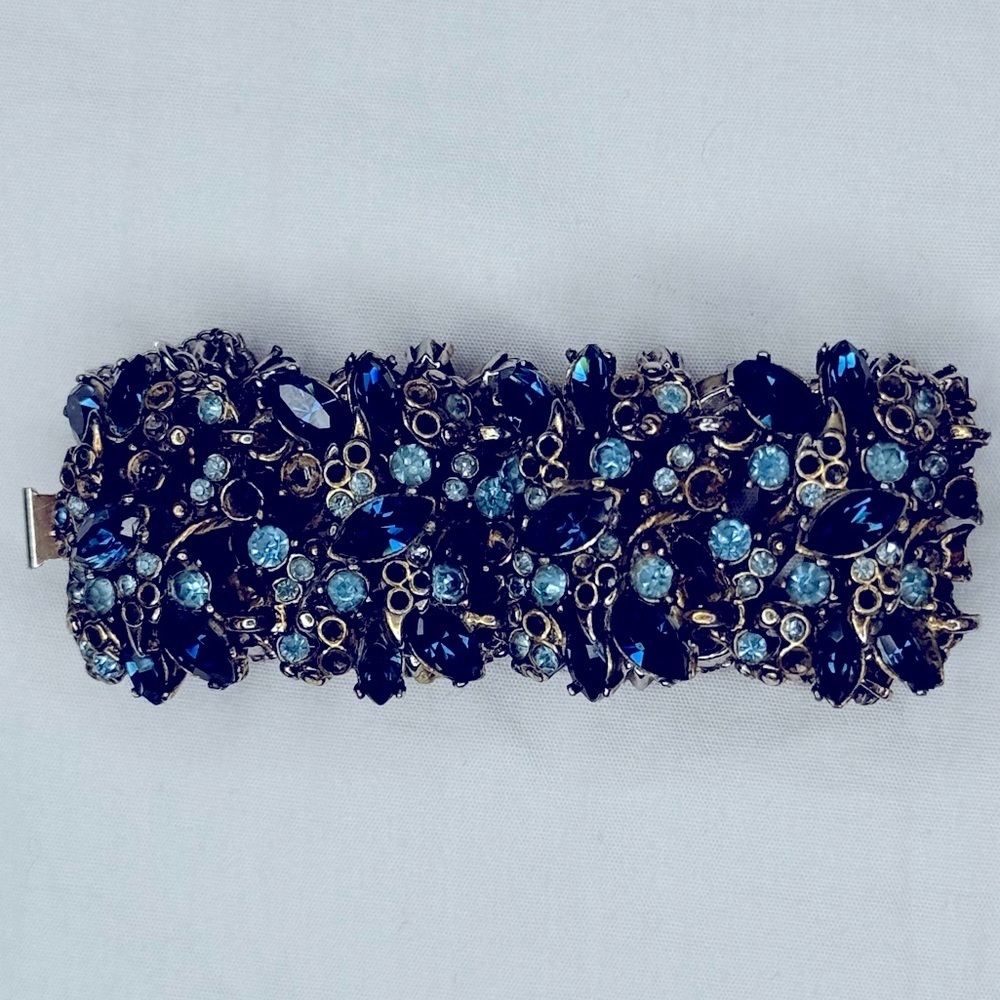 Vintage HOLLY CRAFT blue rhinestone bracelet 1952 great condition safety clasp